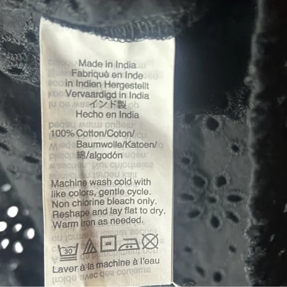 Madewell Black Eyelet Blouse size small - Picture 7 of 9